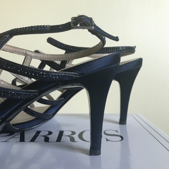 Caparros Navy Blue Satin Harmonica Evening Sandals Women’s Size 8 - Picture 8 of 12